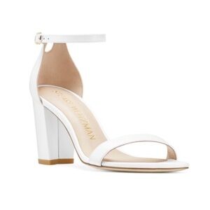 Stuart Weitzman || Nearlynude Strap Heeled Sandal White 7